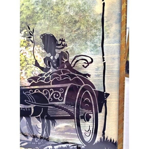 Vintage Silhouette Reverse Paint Art Glass Pictures With Brass Frames 6x8 - Picture 3 of 13
